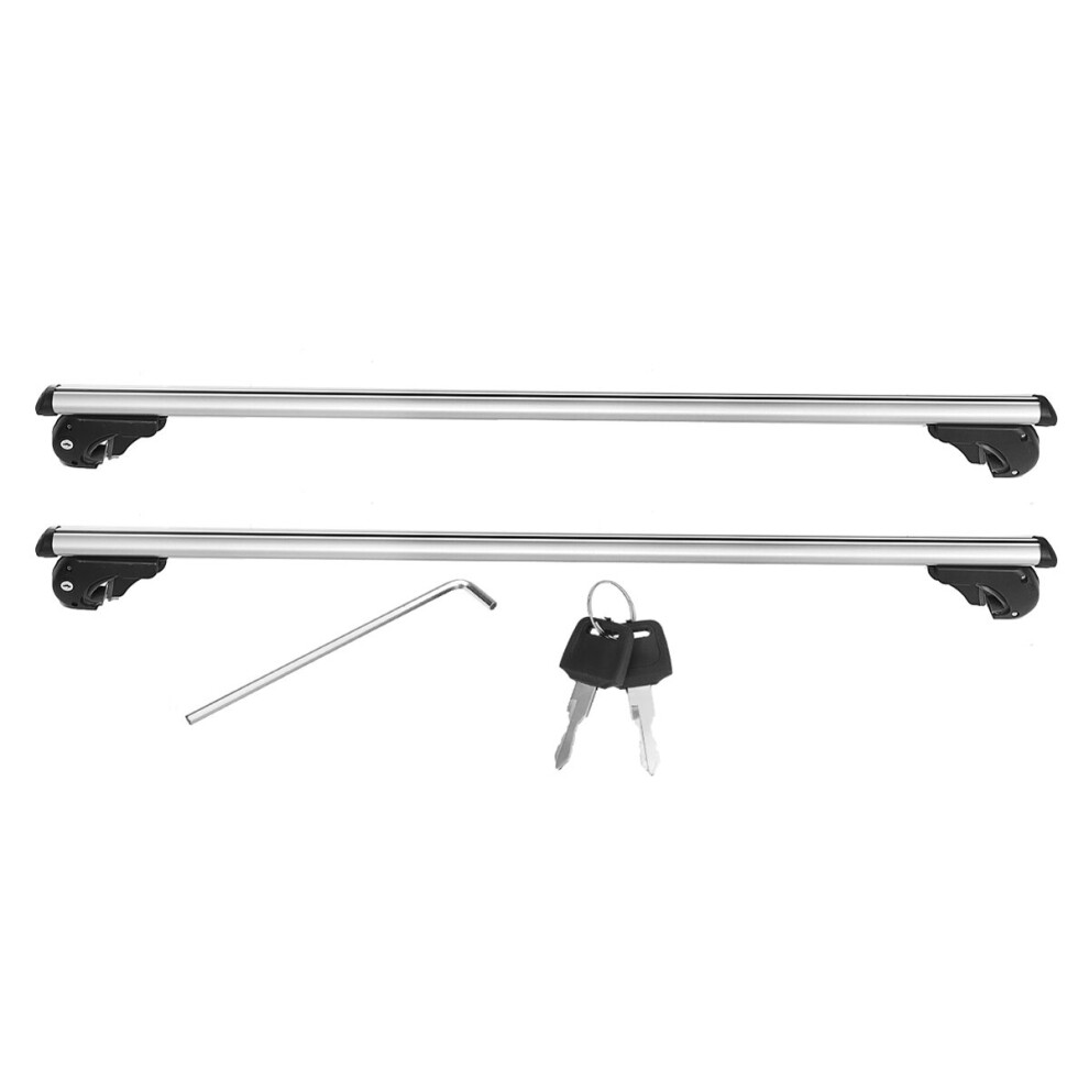 130Cm Universal Car Aluminum Roof Rack Rail Cross Bar Luggage Carrier W/Lock Silver 8084174392095
