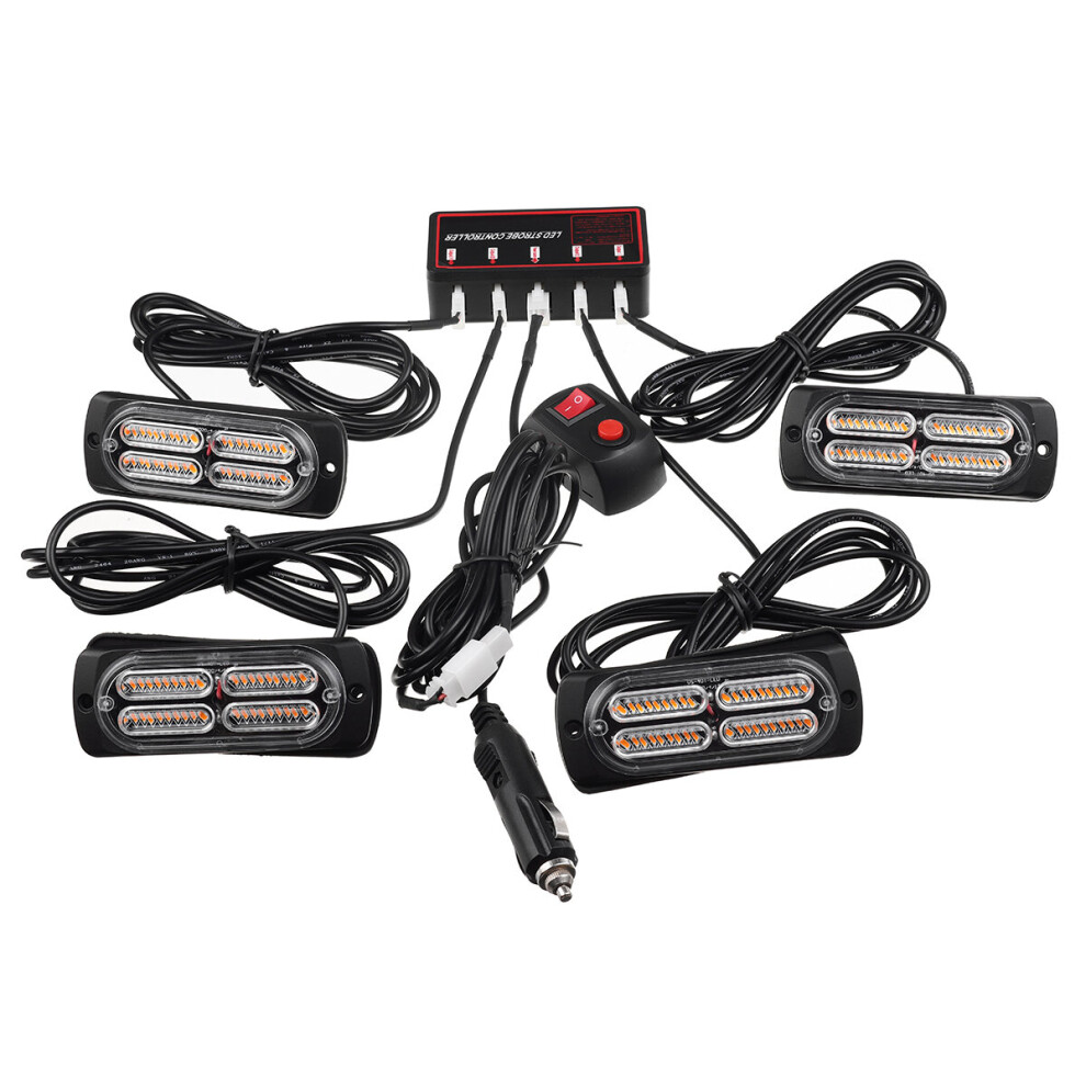 4/6X40led 12V/24V Emergency Strobe Flashing Grille Beacon Lamp Lightbar For Truck Amber 6900083682909