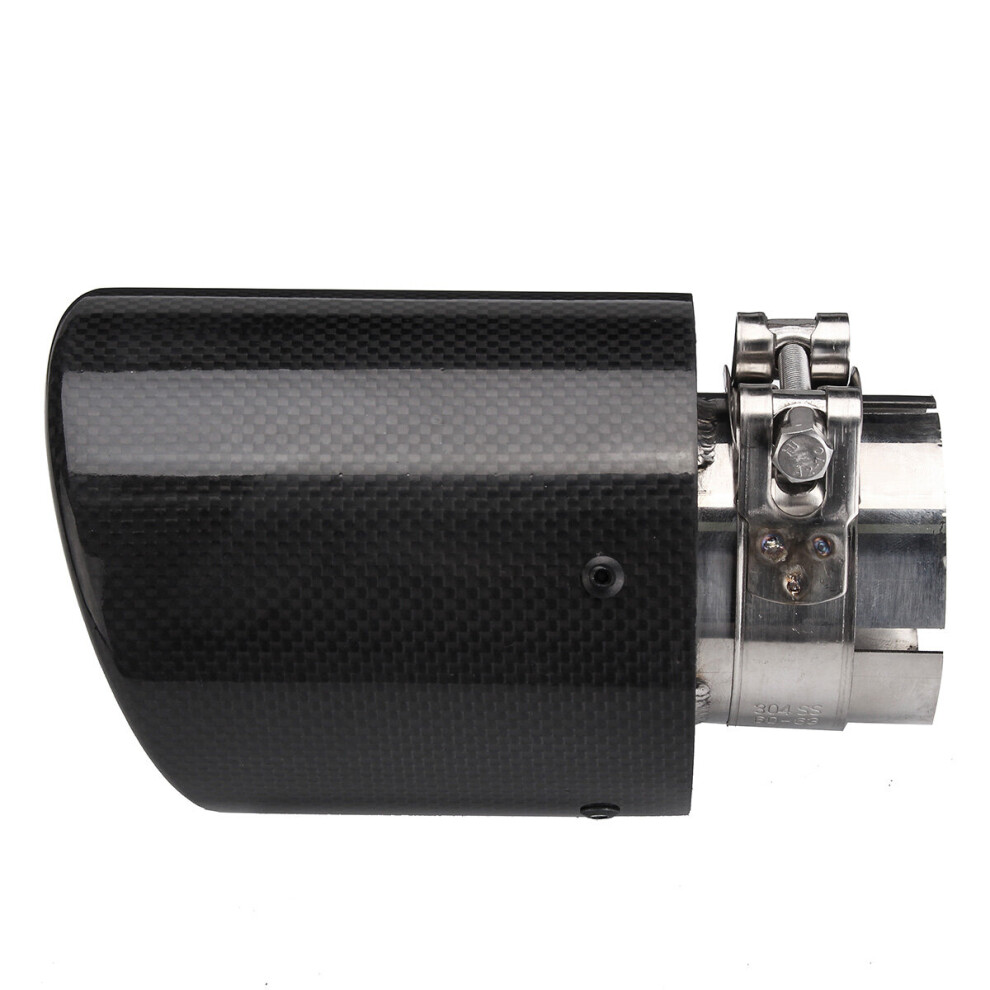 2.5 Inch 63Mm-In 101Mm-Out Glossy Carbon Fiber Car Exhaust Muffler Tip Pipe 304692434793