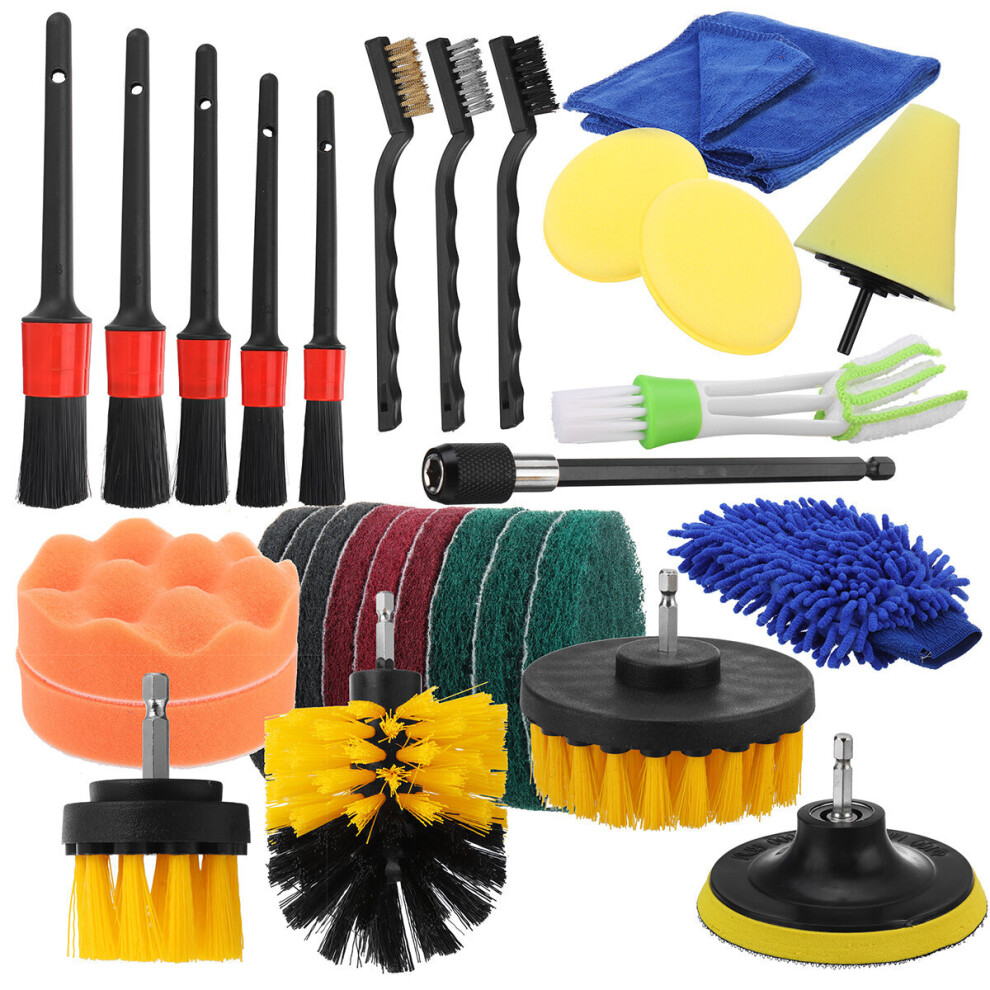 30Pcs Cleaning Detailing Brush Set Dirt Dust Clean Brush Exterior Leather Air Vents Care Clean Tools For Car Motorcycle Air Vents 907827953406