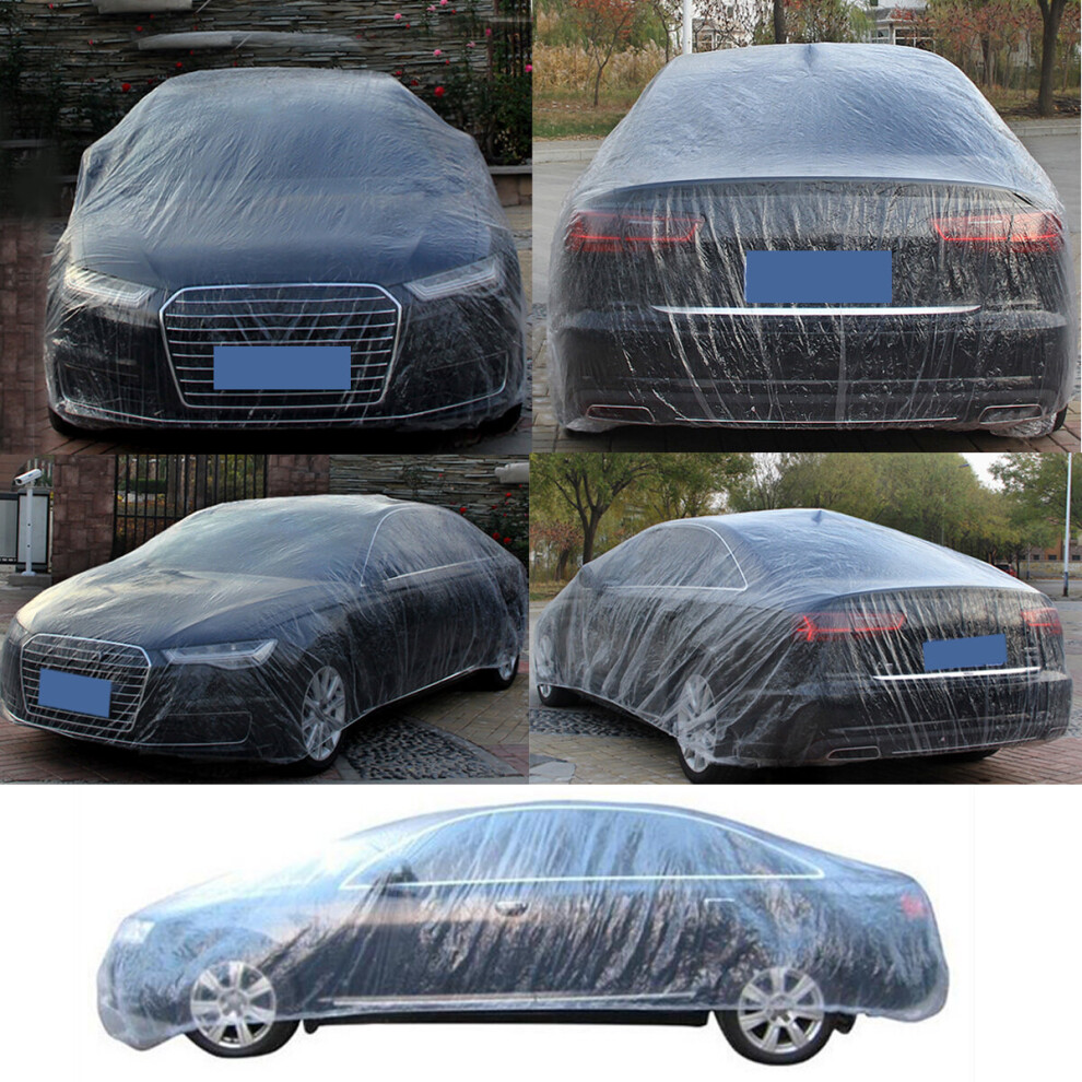 Car Disposable Plastic Cover Waterproof Transparent Dustproof Rian Cover Clear 8990006893213