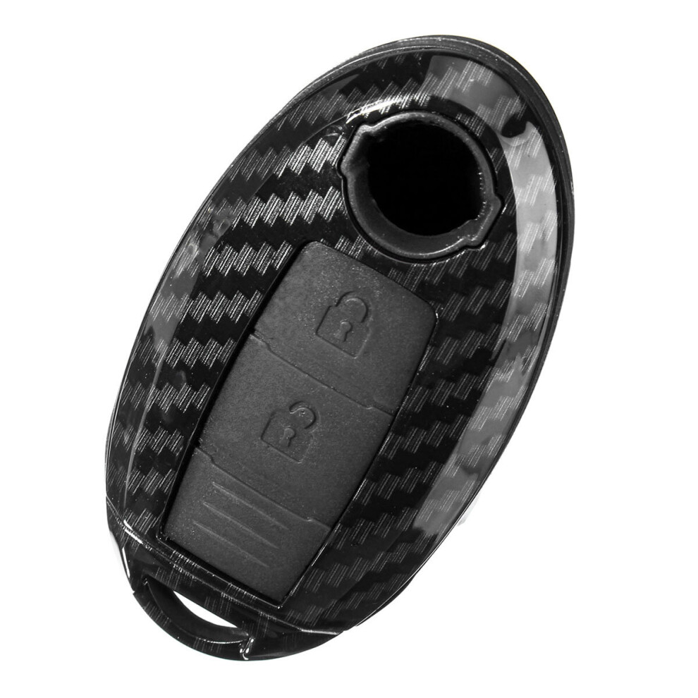 Carbon Fiber Car Key Case Shell Key Cover With Key Chain For Nissan 5780397895933