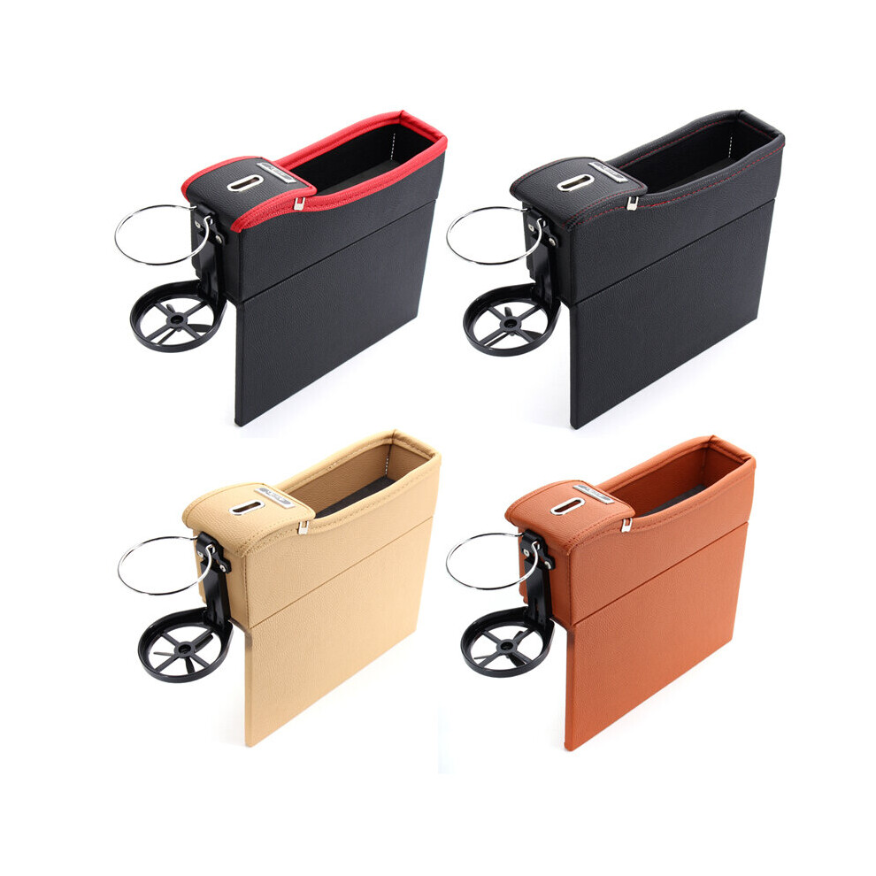 1 Pcs Pu Car Auto Seat Storage Box Catcher Gap Filler Coin Collector Cup Holder Black 6900018954903