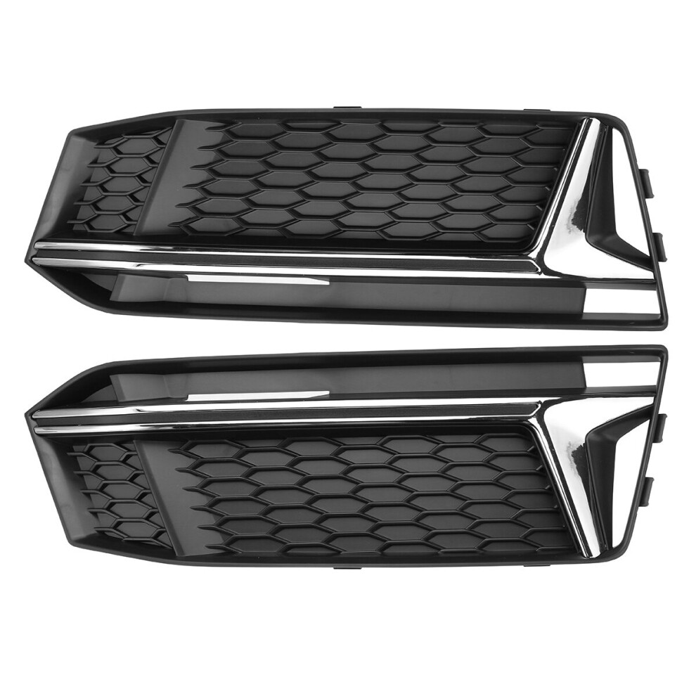 1 Pair Honeycomb Front Grill Grille Bumper Fog Cover For Audi A4 B9 S-Line S4 2016-2018 Light 641454776914