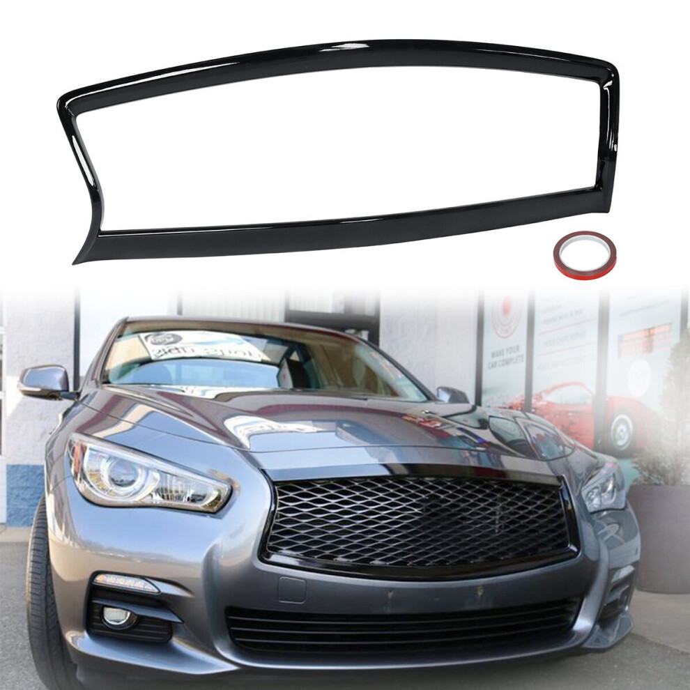 Glossy Front Grill Outline Trim Cover Overlay For Infiniti Q50 Q50s 2014-2017 Black 9198229223063
