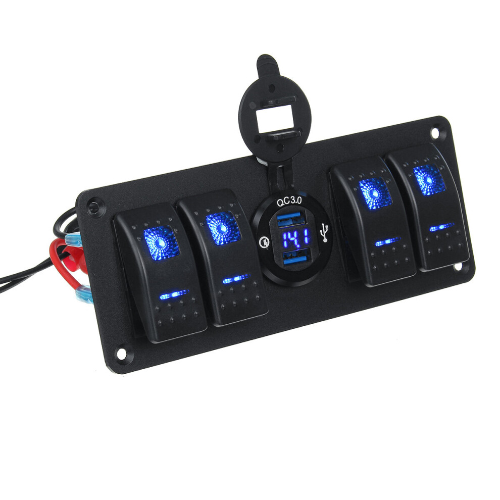 6 Gang Rocker Switch Panel With Usb Charger Voltmeter 615116885092