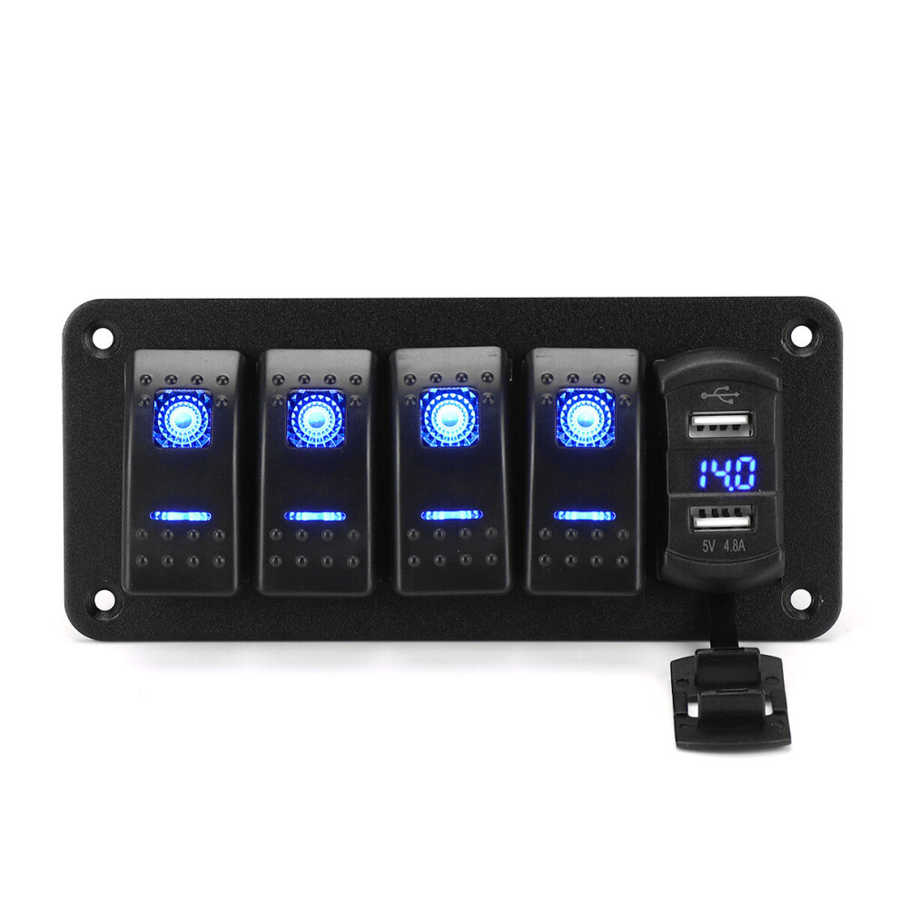 12V 24V On Off Toggle Rocker Switch Led Panel Dual Usb Charger Voltmeter For Car Marine Boat 738944187784