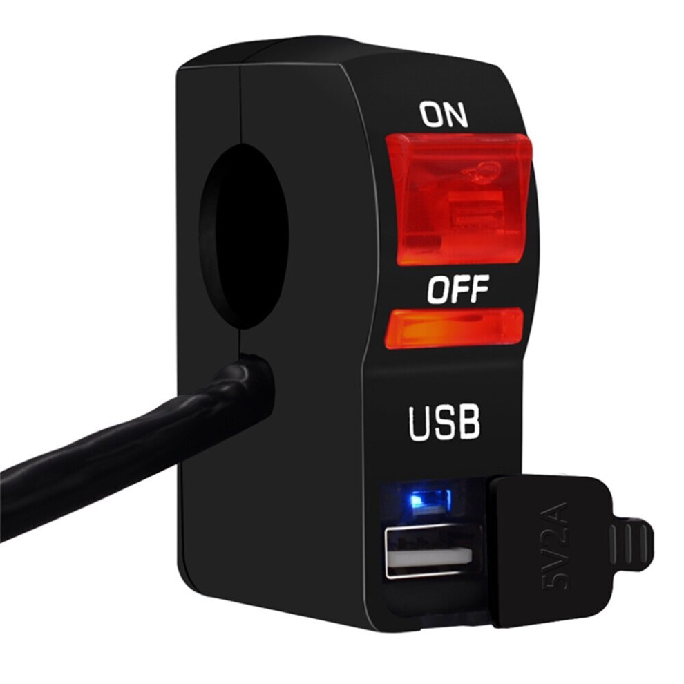 12V Motorcycle Usb Charging On Off Handlebar Switch With Indicator Waterproof Atv Fog Spot Light 6900086769621
