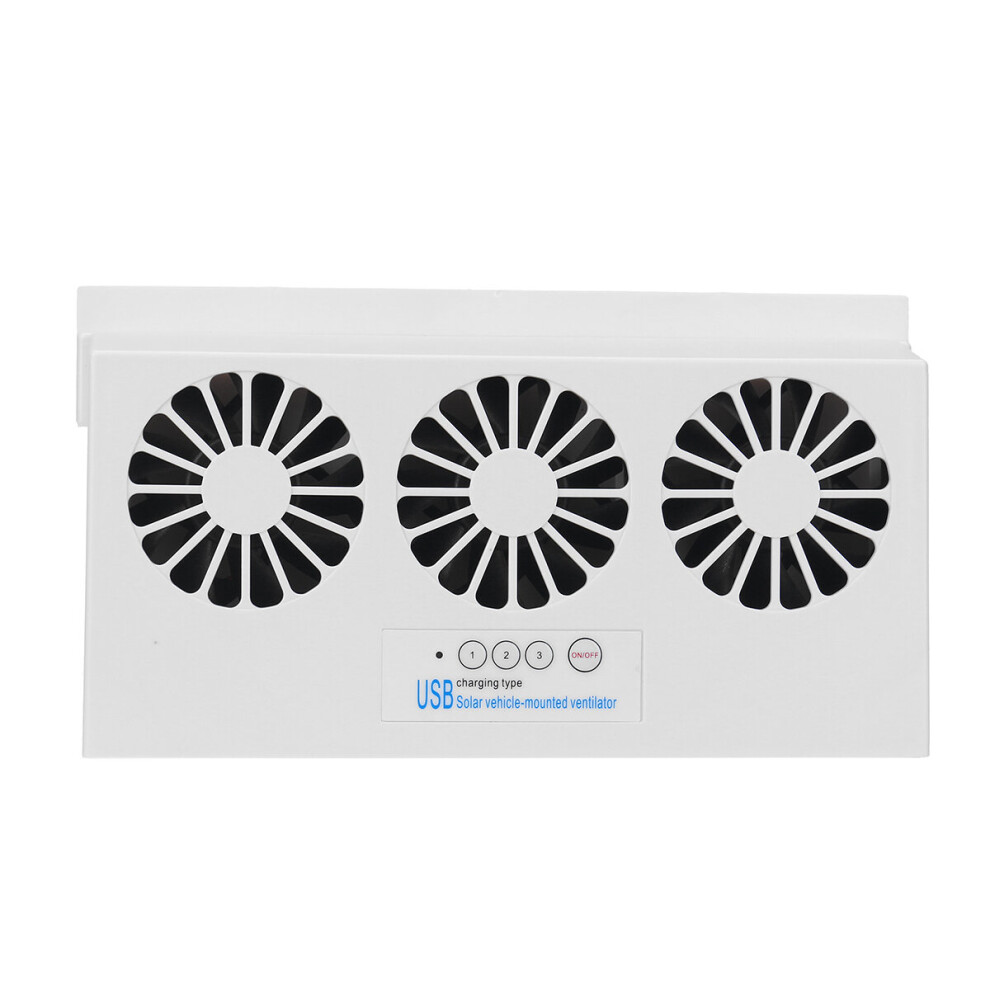 Rechargeable Solar 3 Fan Auto Car Window Windshield Air Outlet Ventilator 9305022213423