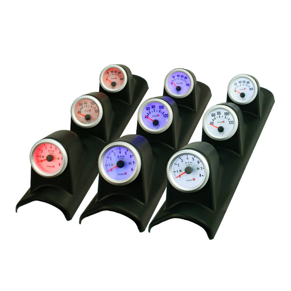 52Mm 3 In 1 Triple Kit Tachometer Rpm Water Temperature Oil Pressure Gauge Meter 791388818867