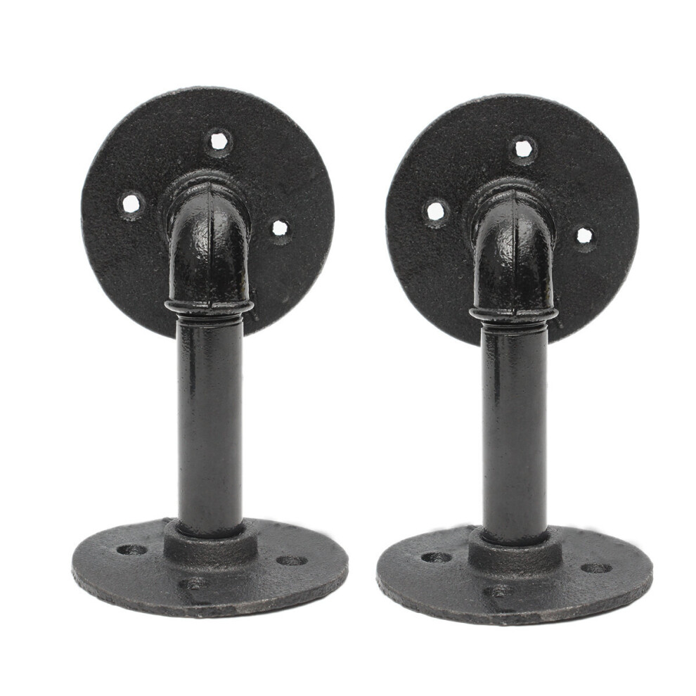 Steampunk Industrial Steel Pipe Scaffold Board Shelf Brackets X2 (Hd) Black 6900616957344
