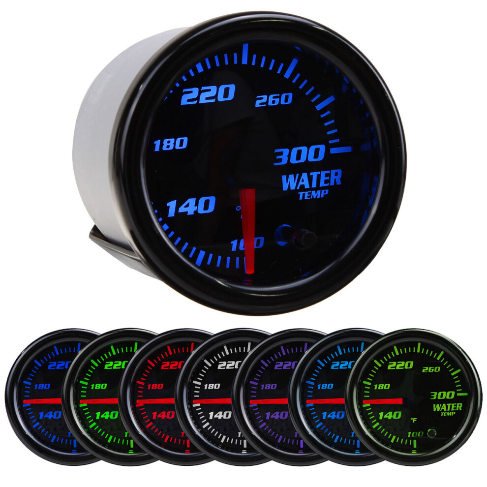 Universal 2Inch 52Mm 7 Colors Led Car Water Coolant Temperature Temp Gauge Meter Black 902795467481