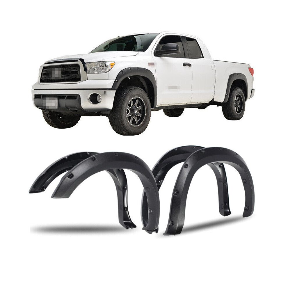 4Pcs Front+Rear Wheel Fender Flares With Pocket Rivet For Toyota Tundra 2007-2013 Black 304692433963