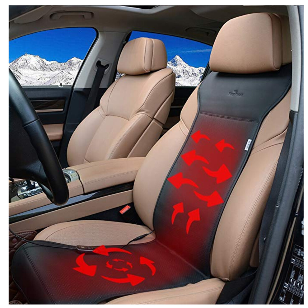 AUDEW 12V PU Heated Car Seat Cushion Cover with Intelligent Temperature Controller