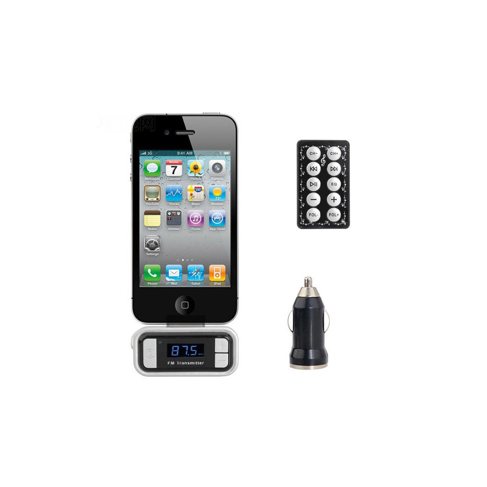 Lcd Backlight Wireless Car Fm Transmitter For Iphone Black/Silver 632423135221