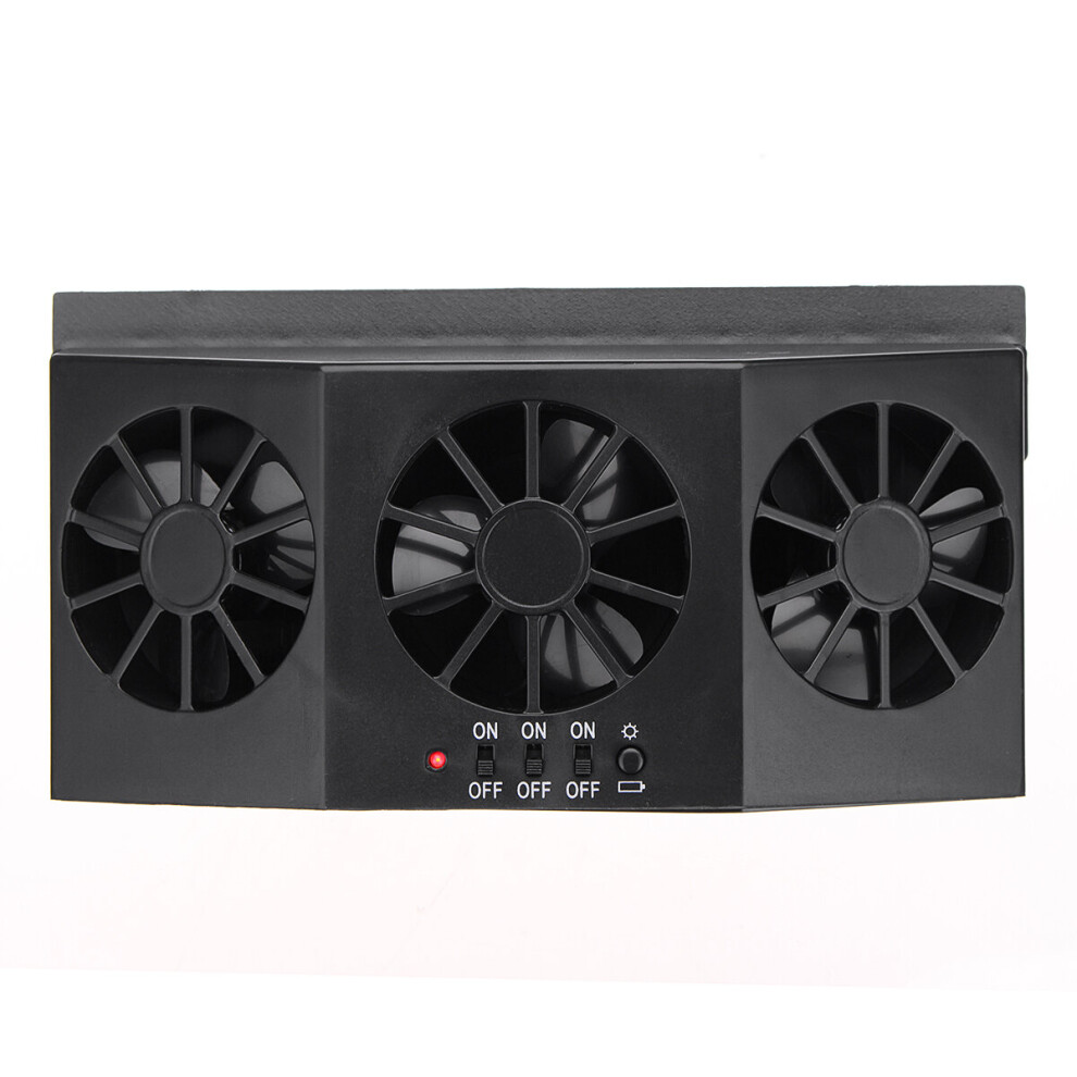 Car Window Air Vent Cool Ventilation System Triple Fan Cooler Abs Solar Powered 9055650473958