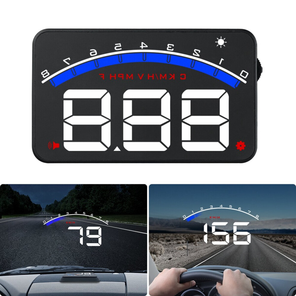 3.5'' Car Hud Head Up Display Obd2 Speed Rpm Water Temperature Mutiple Alarm Clear Fault Code 608374260503