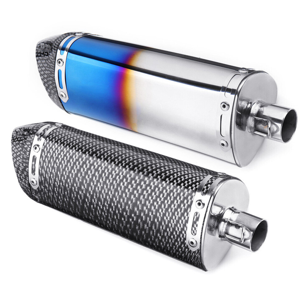 38-51Mm Motorbike Motorcycle Exhaust Muffler Pipe Slip-On Scooter Carbon Fiber Half Blue 714367579375