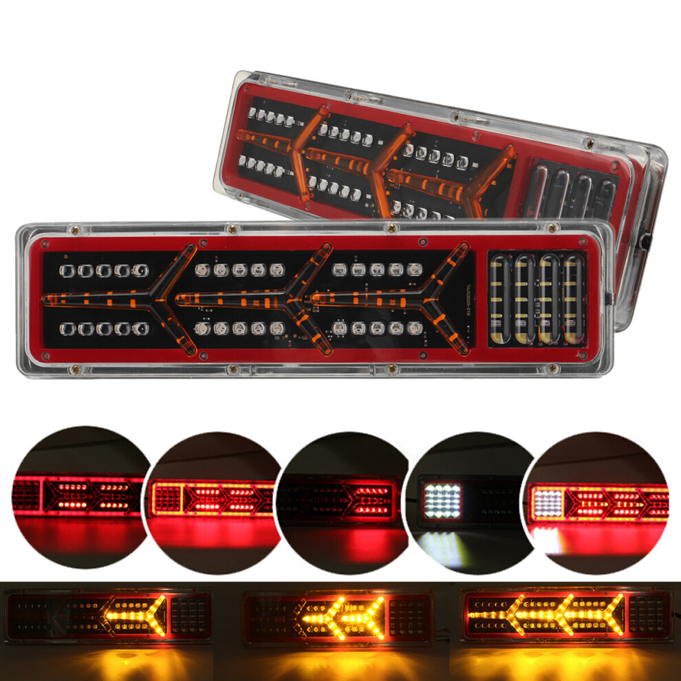 2Pcs 24V Flowing 112-142 Led Rear Tail Turn Signal Brake Reverse Warning Lamp For Trailer Truck Lorry Bus Light 6900079375556