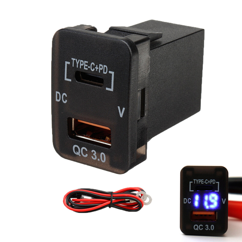 Type C+Pd & Qc3.0 Port Dual Battery Volt Meter For Toyota Prado 150 Landcruiser 6906142554279