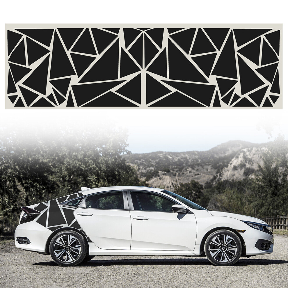 200X60cm Car Side Body Sticker Diy Vinyl Decal Graphic Triangles Black/Red 804162748943