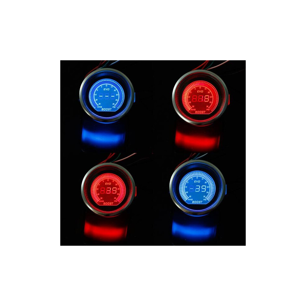 2 Inch 52Mm Psi Turbo Car Led Vacuum Boost Meter Gauge Black 190268348805