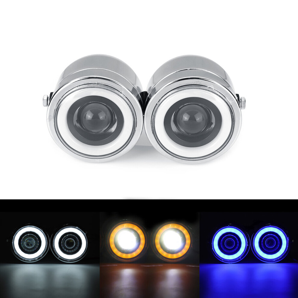 12V Hi/Lo Beam Twin Headlight Motorcycle Double Dual Lamp Street Fighter Naked Dominator Chrome 6900075708556