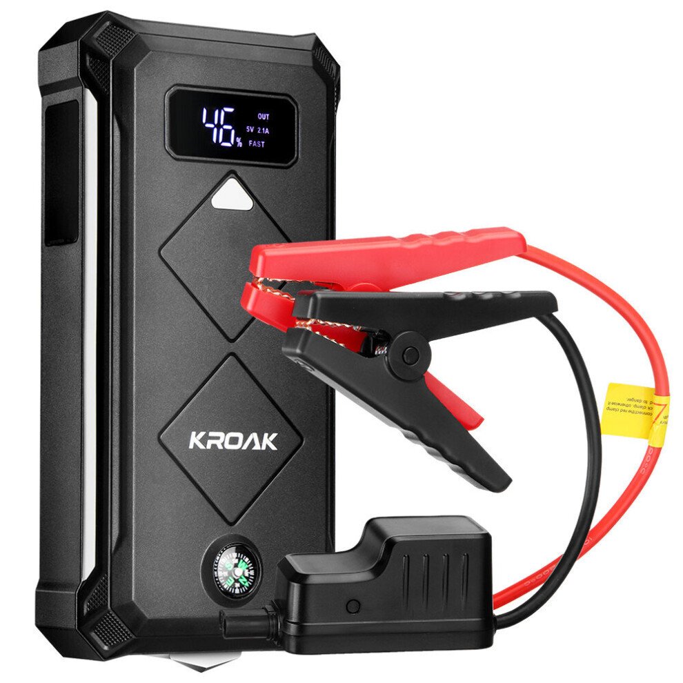Kroak K-Js05 2400A 24000Mah Portable Car Jump Starter Qc3.0 Fast Charger Powerbank Emergency Battery Booster Fireproof With Led Flashlight Compas 6908429158682
