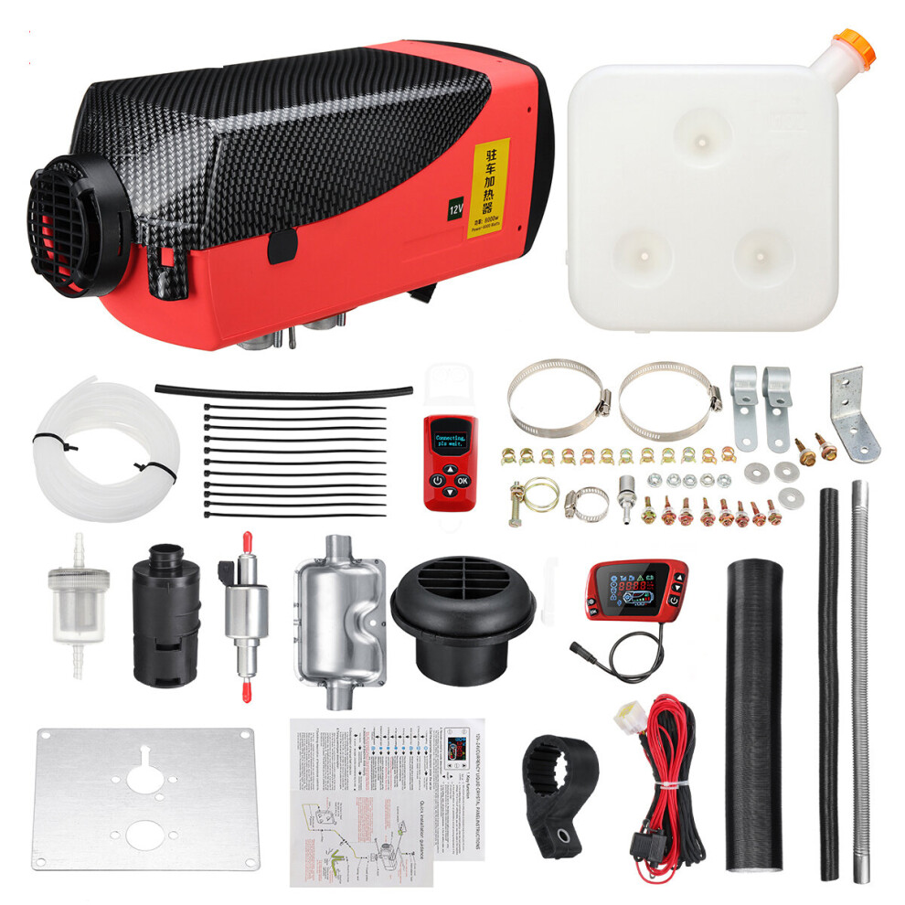 12V 8Kw Diesel Air Heater For Lcd Monitor Thermostat Diesels Air Parking Heater Kit Metal Shell Parking Heater For Rv Truck Boat Trailer Heating Black/Red 304692432263