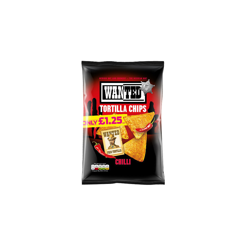 Wanted Tortilla Chips Chilli 125g ( pack of 12 )