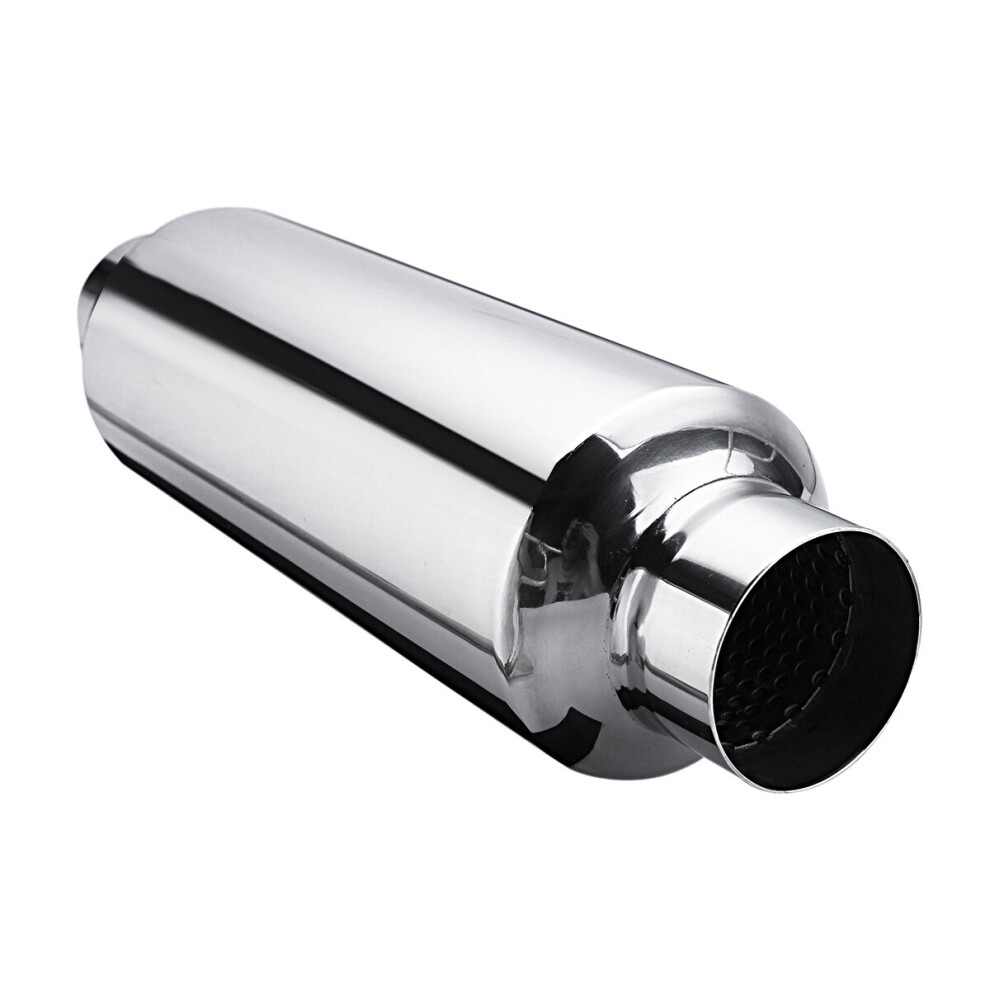 Universal Turbine Exhaust Muffler Resonator 304 Stainless Steel 2.5 Inch Inlet 2.5 Inch Outlet 749390386300