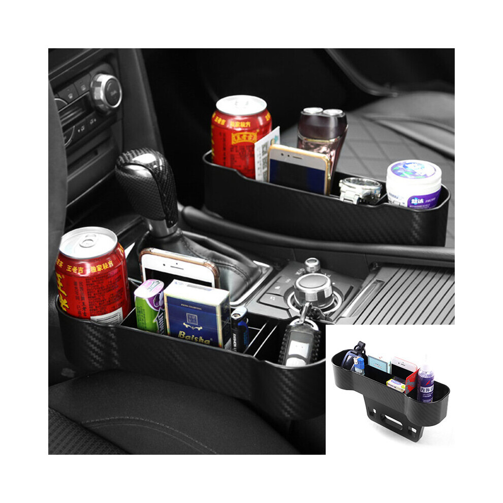 Carbon Fiber Plastic Car Seat Crevice Storage Organizer Caddy Catcher Box Seat Slit Pocket 6900336320305