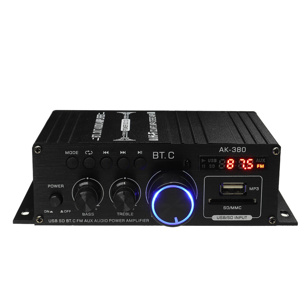 12V 40W+40W Ak380 Bluetooth Car Home 12V/220V Power Amplifier Hifi Audio Stereo Amp Black 6901250842379