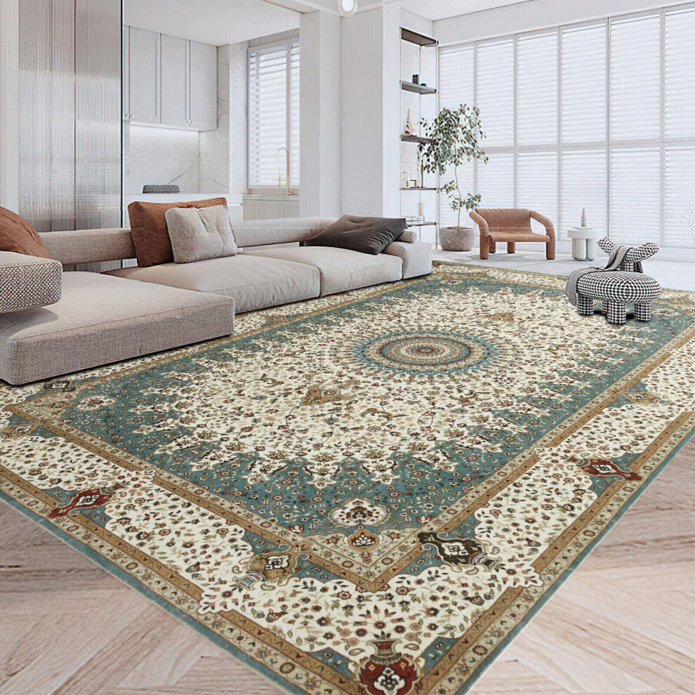 Aspire Homeware (160 X 230 Cm 5 Ft 3 In X 7 Ft 7 In, Willow- Cashmere Rug) Large Rugs Living Room Bedroom Traditional Carpets Green