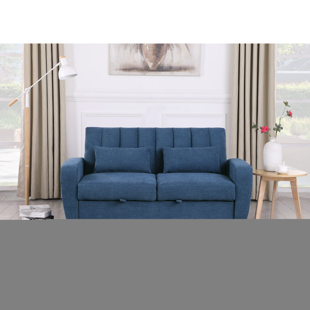 (BLUE) Modern and Versatile Fabric 2 Seater Guest SofaBed