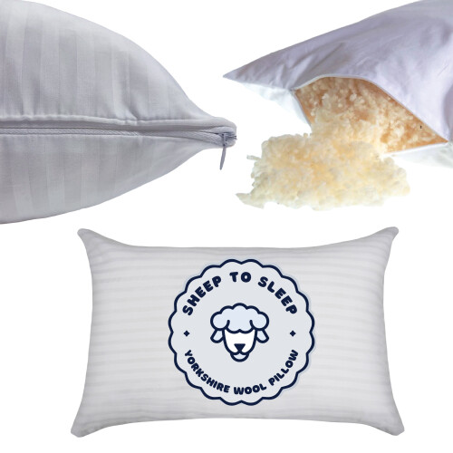 Wool Pillow 100% Cotton Natural Supportive Regulates Body temperature