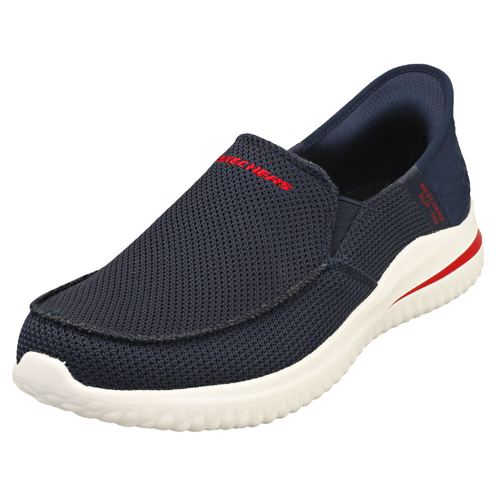 (9.5) Skechers Slip-ins Delson 3.0 Vegan Mens Slippers Shoes in Navy