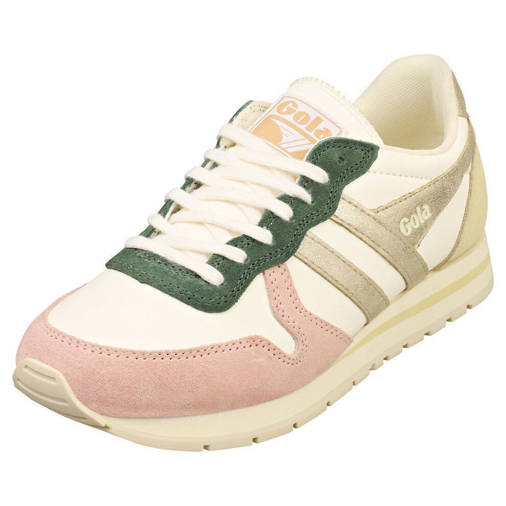 (4) Gola Daytona Quadrant Womens Fashion Trainers in Off White Pink