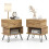 Costway 2 PCS Bedside Table w/Drawers & Legs Wooden Nightstand Sofa Side Table 1