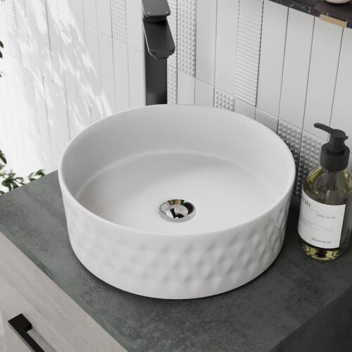Affine Round Countertop Basin Gloss White - 360 x 360mm 1