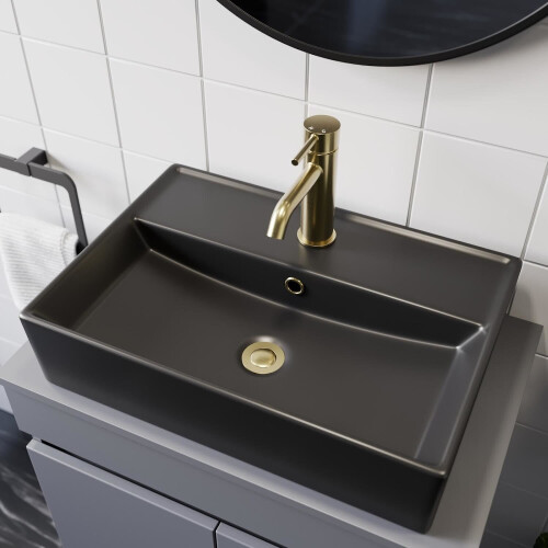 Affine Rectangular Countertop Basin Matt Black - 505 x 352mm 1