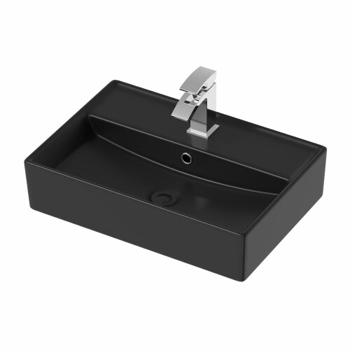 Affine Rectangular Countertop Basin Matt Black - 505 x 352mm 2