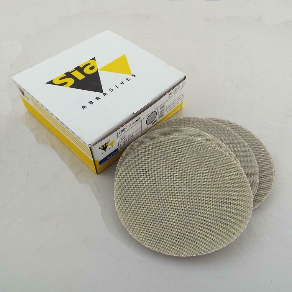 Sia Abrasives Sanding Discs 6" 150Mm P180 Grit Pack Of 50 Orbital Hook Loop Mesh 3873144117555
