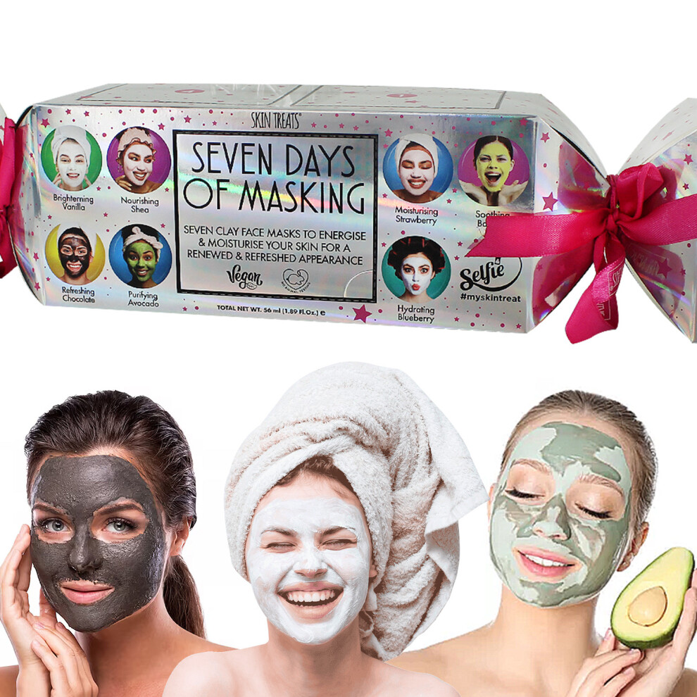 Skin Treats Facial Clay Face Masks Gift Cracker 100% Vegan Energize Rejuvenate