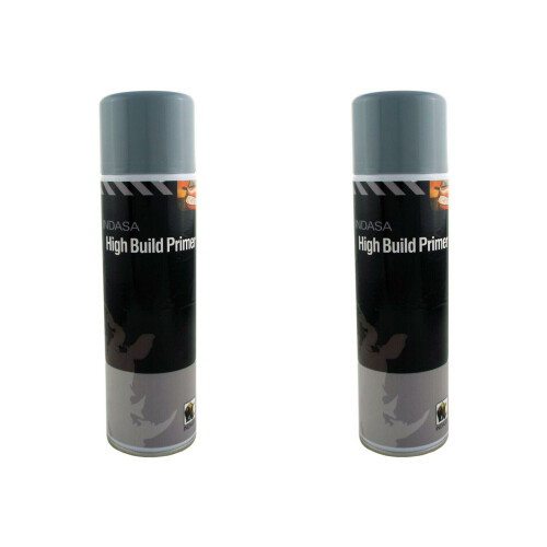 2 x Indasa Grey One Pack High Build Acrylic Based Primer 500ml Aerosol