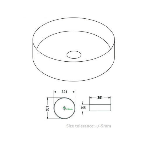 Affine Round Countertop Basin Marble White - 301 x 301mm 2