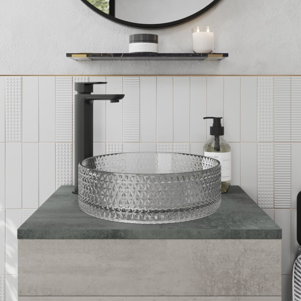 Affine Crystal Glass Countertop Basin - 353 X 353Mm 5056696000720