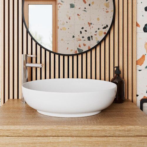 Affine Oval Countertop Basin Gloss White - 505 x 398mm