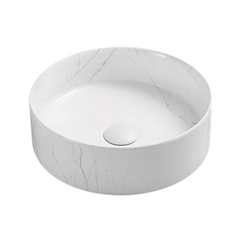 Affine Round Countertop Basin Marble White - 301 x 301mm 1