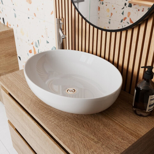 Affine Oval Countertop Basin Gloss White - 505 x 398mm 1